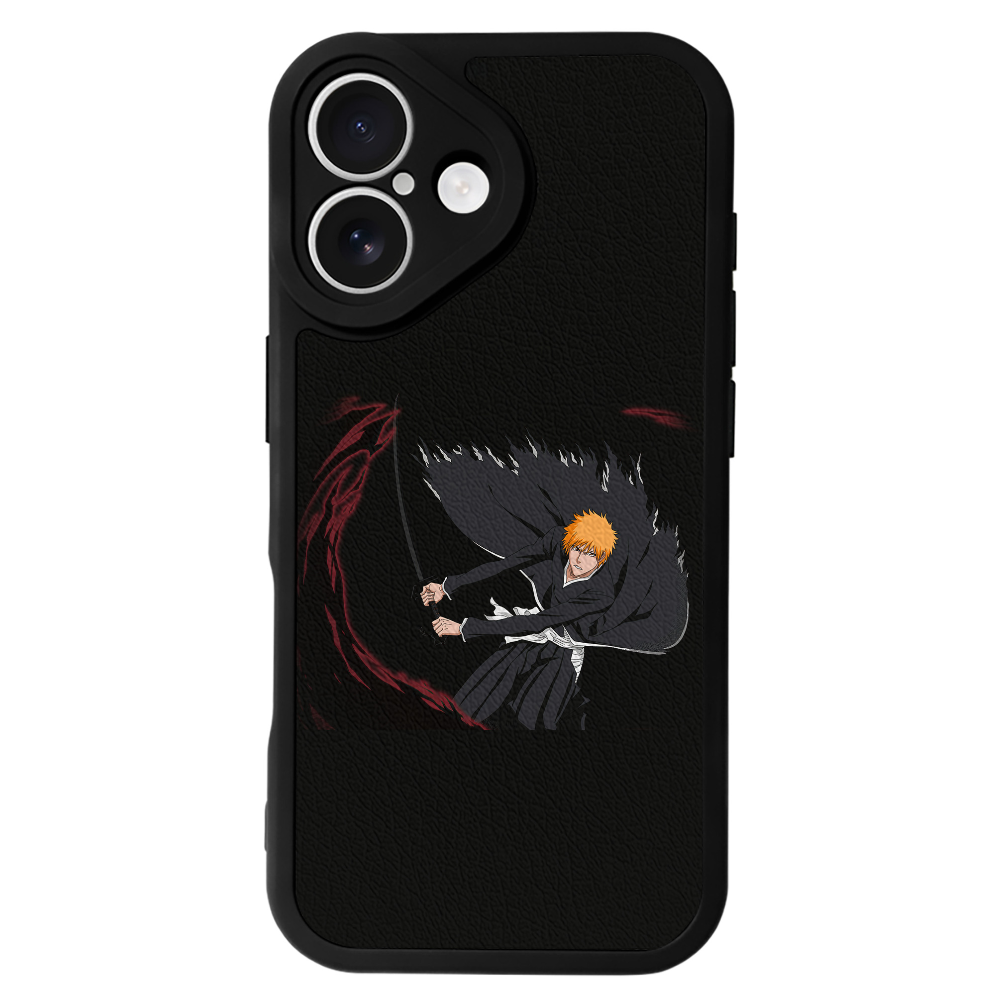 （画像用） ブリーチ 黒崎一護（くろさき いちご）BLEACH Kurosaki Ichigo 【iPhone 16シリーズ対応】シリコンスマホケース（レザー調） 材質：シリコン